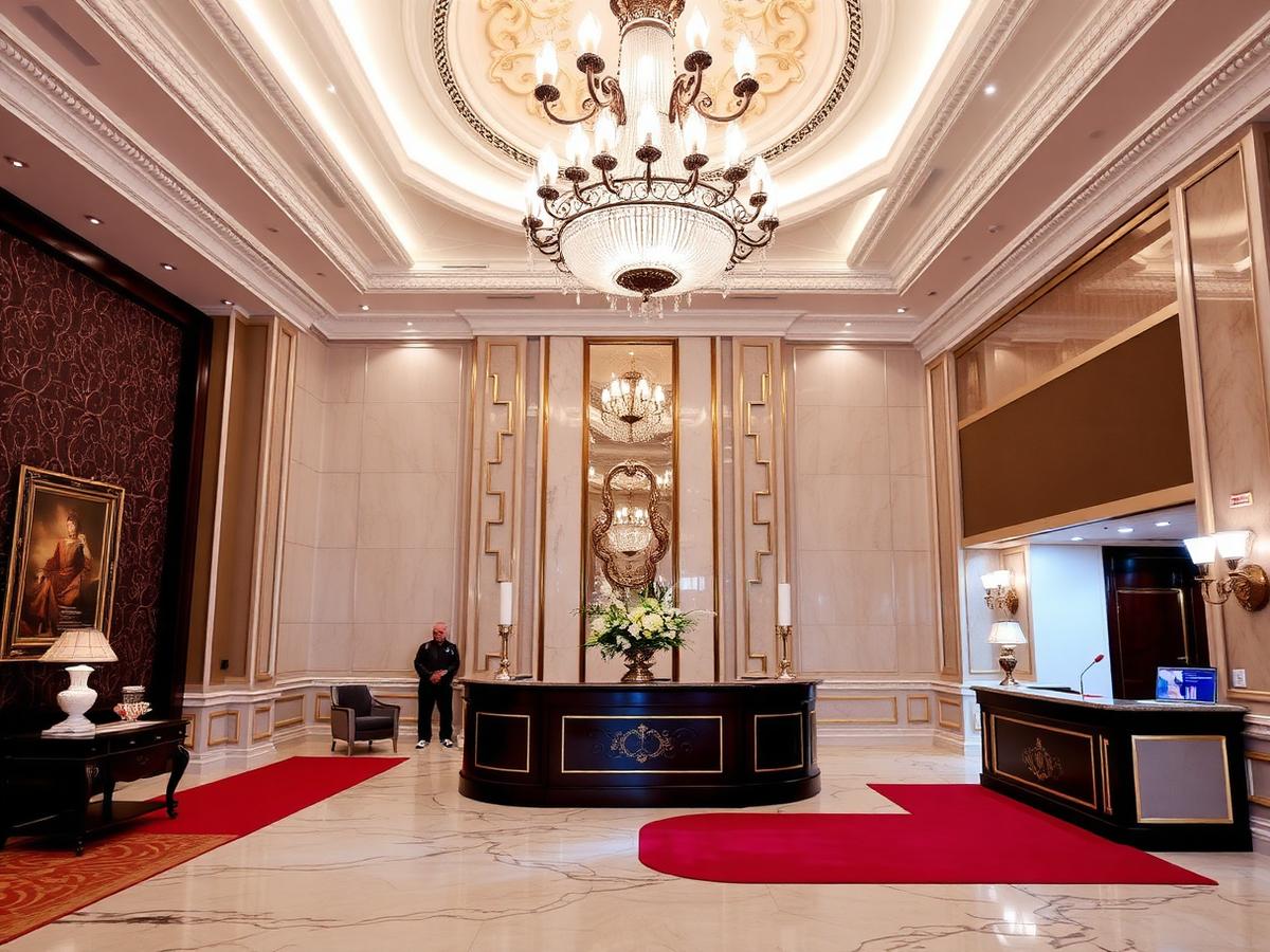Elegant lobby of Redstone Hotel